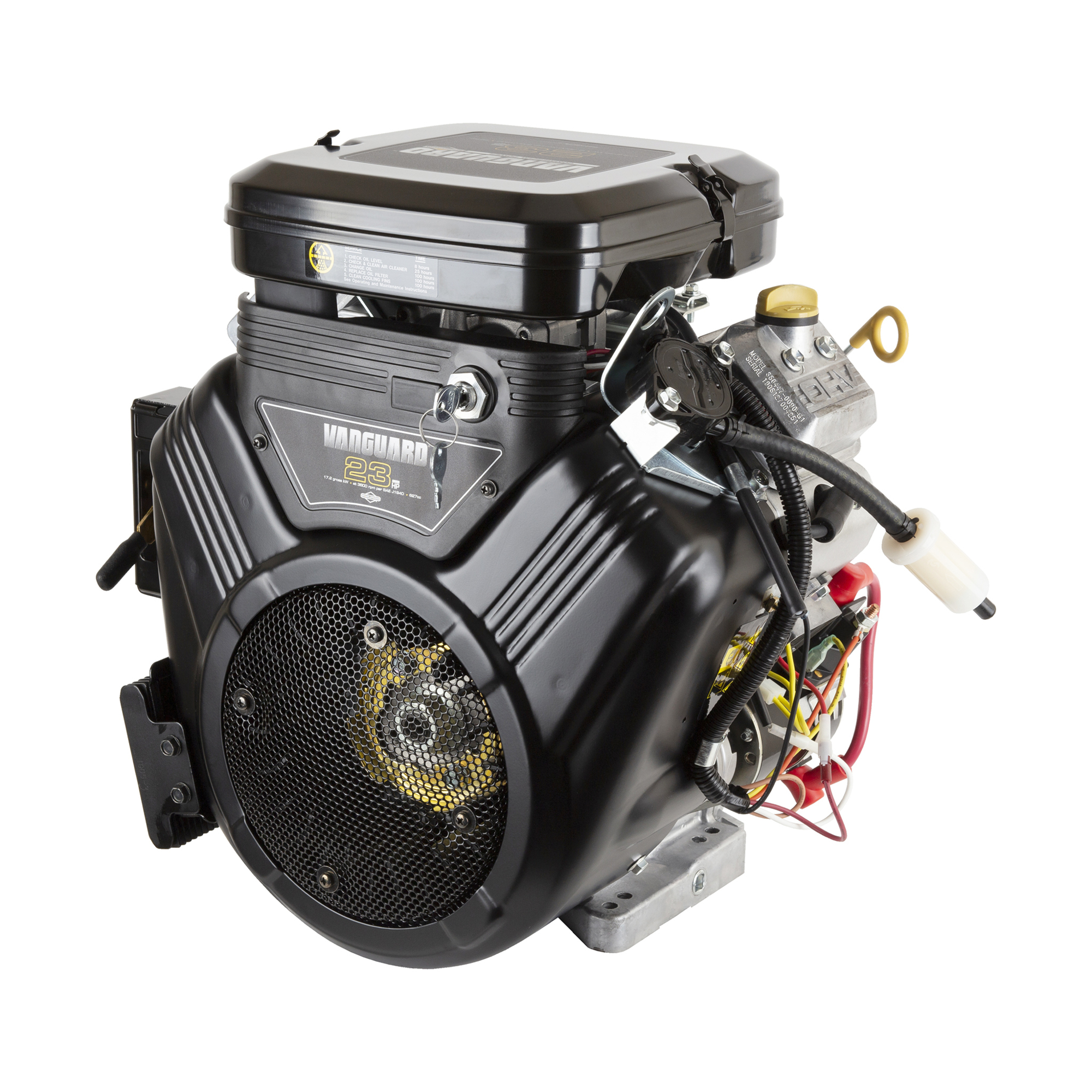 23.0 GHP Vanguard Horizontal Shaft Engine, 627cc, 1" x 3” Crankshaft, Tapped 3/8-24, 1/4" Keyway, 12V Electric Start, 20A Alternator, Model# 386447-0090-G1